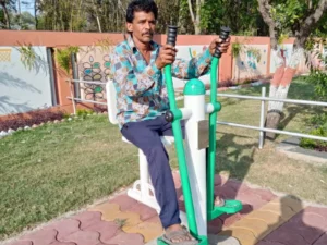 disable person seated sky walker, open gym manufacturer indore, bhopal, jabalpur